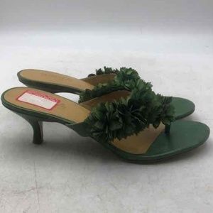 Kirna Zabete By Nine West Womens Green Slip-On Kitten Heel Slide Sandals Size 9M